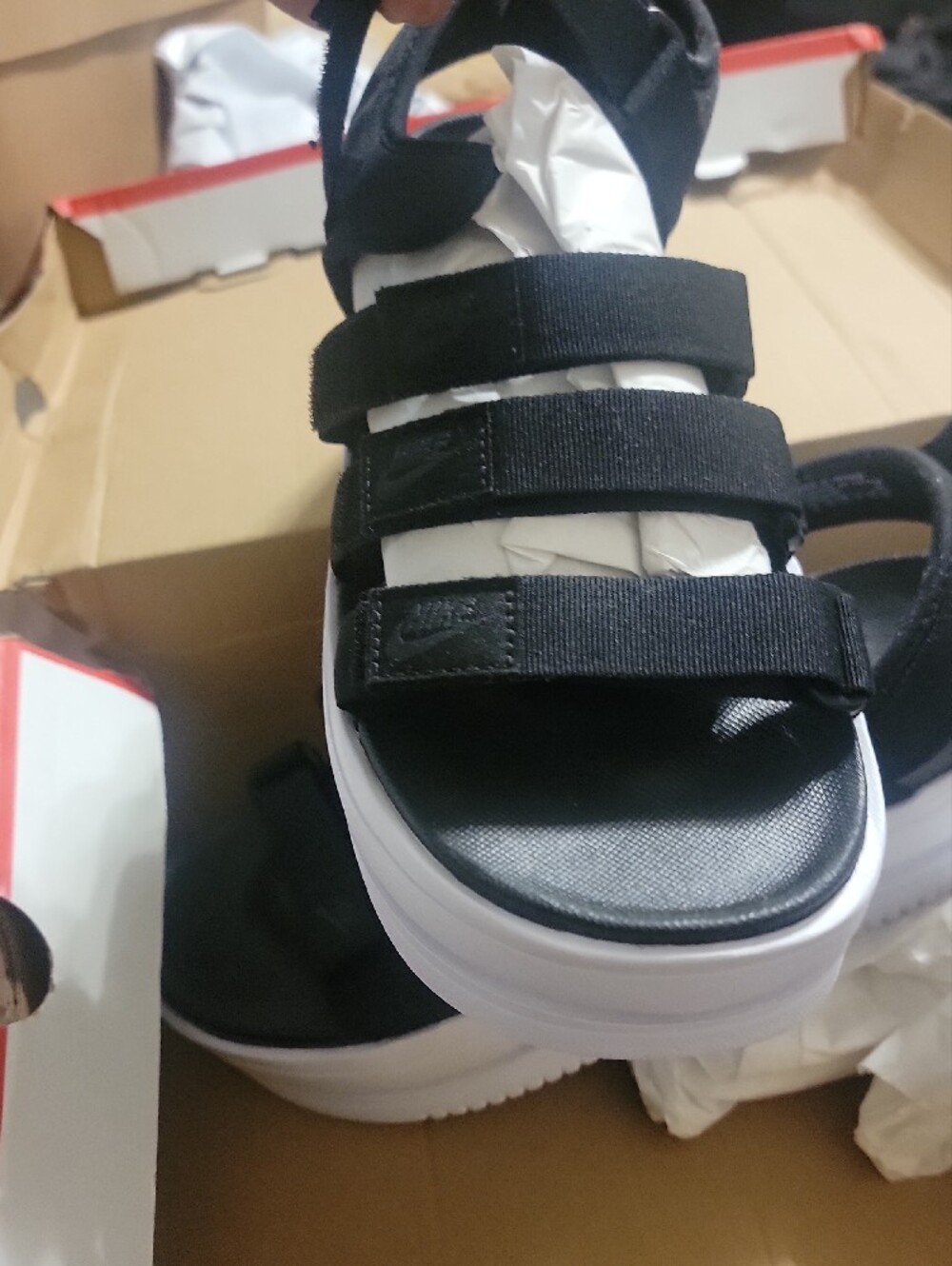 Nike Black Strap Platform Sandals with White Sole - Picture 6 of 9
